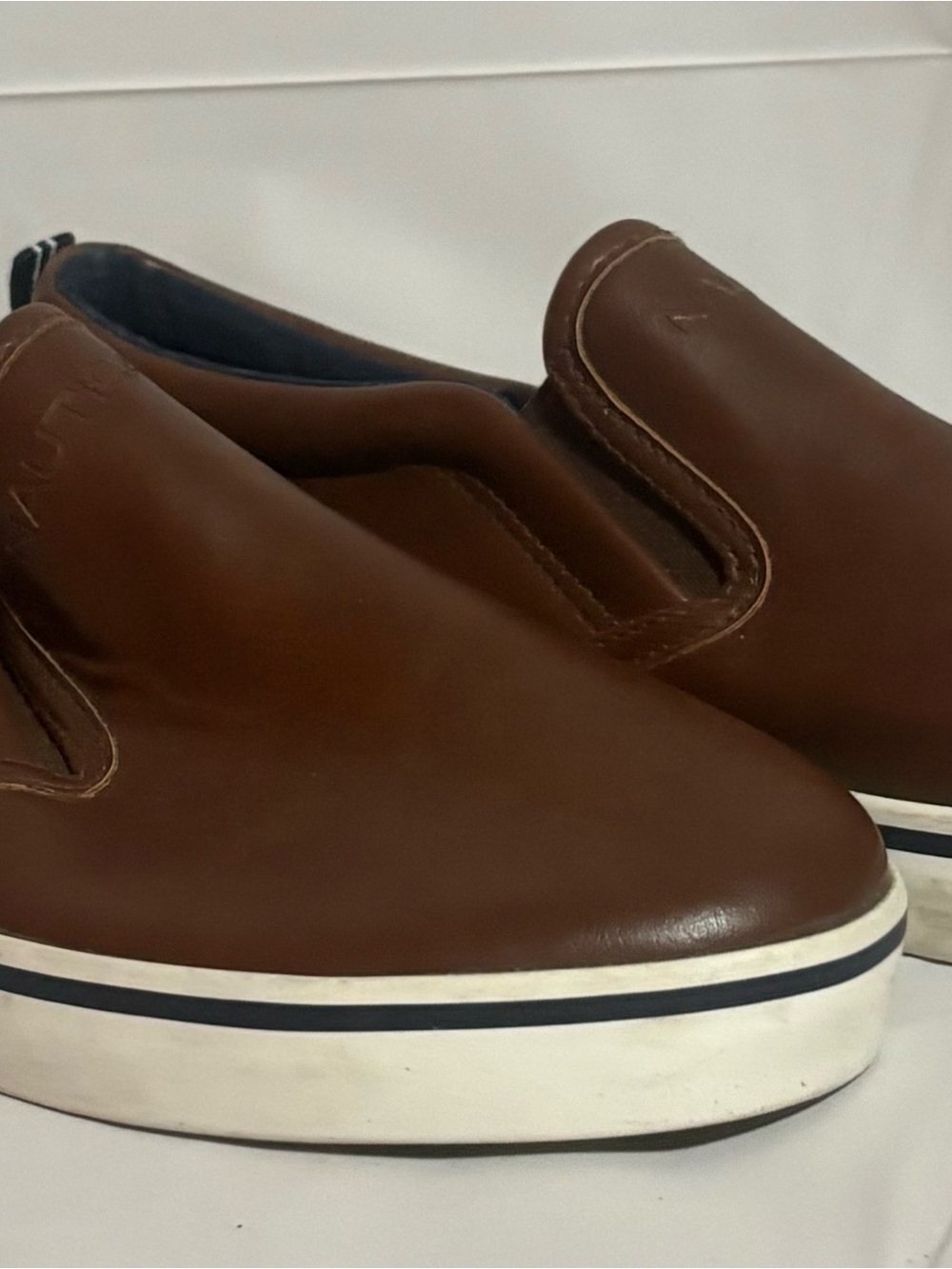 Nautica Brown Slip-On Casual Loafers with White Platform